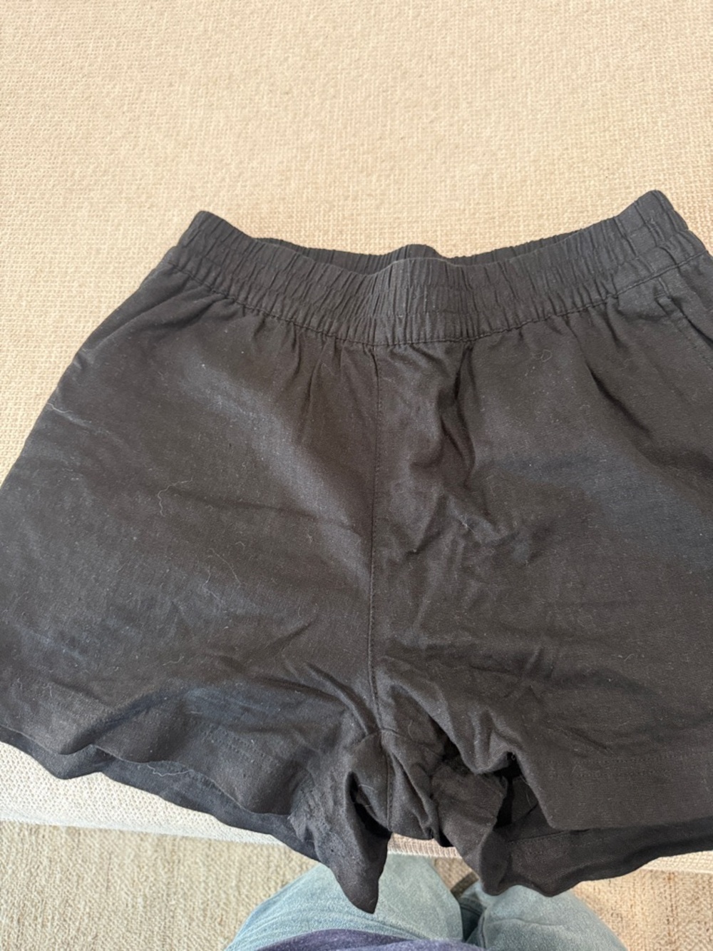 Women's Black Elastic-Waist Lounge Shorts